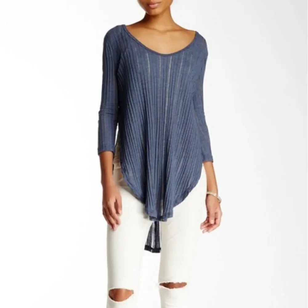 Free people Astoria split ribbed tee denim